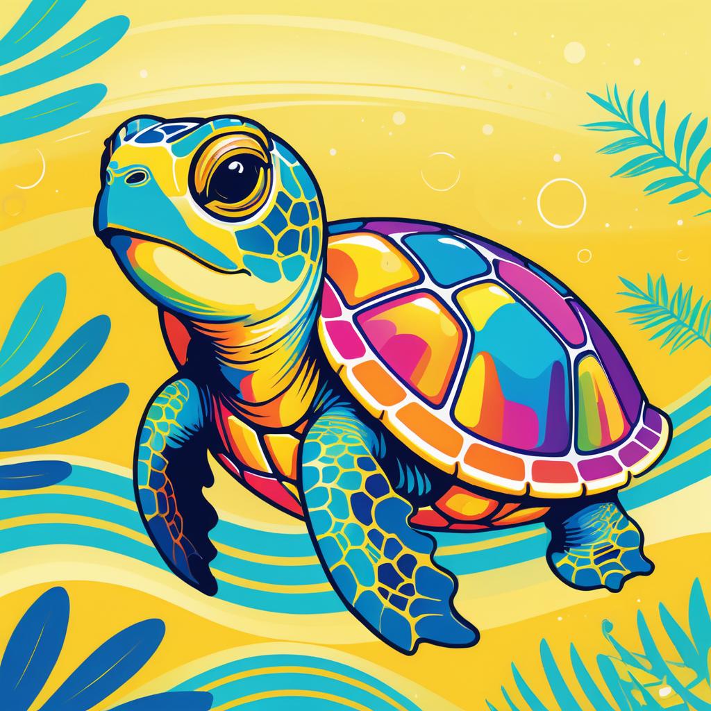 Vibrant Vector Turtle Illustration Design