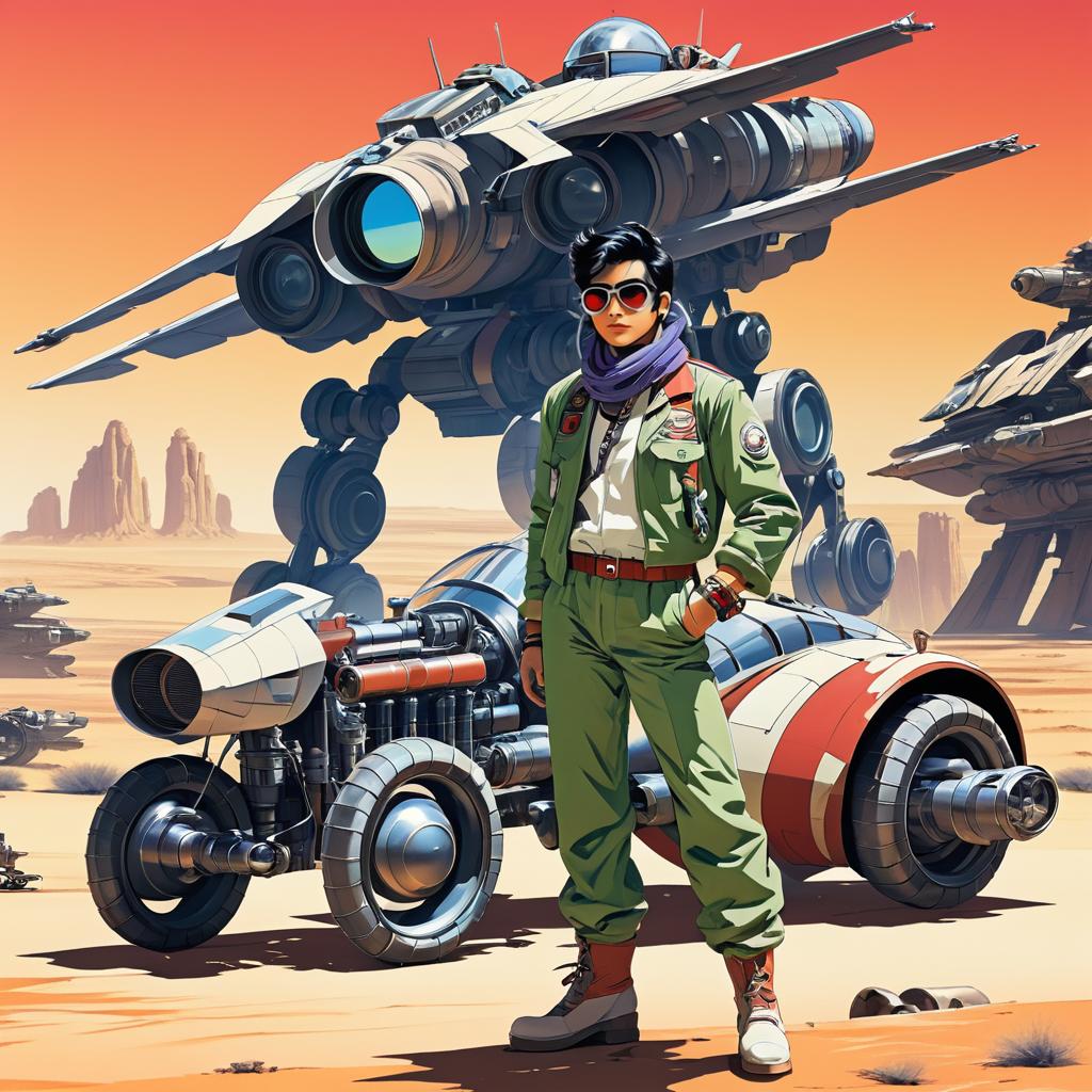 Rebellious Pilot with Retro Mecha