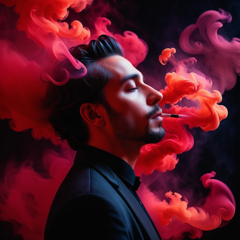 Surreal Profile Portrait with Ethereal Smoke