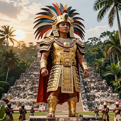 Moctezuma in Golden Armor at Sunrise