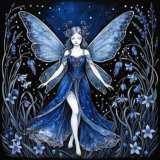 Indigo Bluebell Sylph in Ink