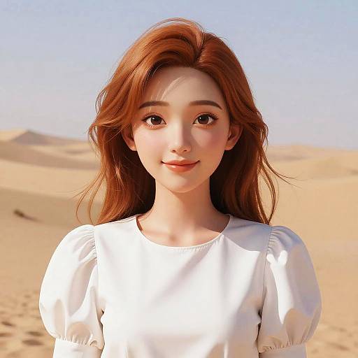 Realistic 3D Portrait of Orihime in Desert