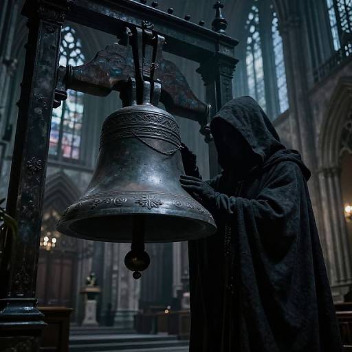 Mysterious Hooded Figure Rings Gothic Bell