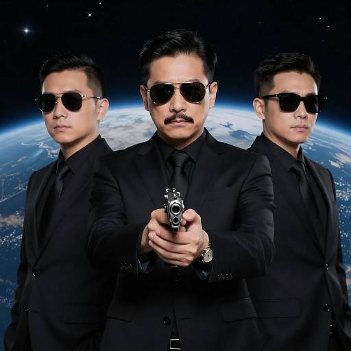 Intense Cosmic Portrait of Gunmen