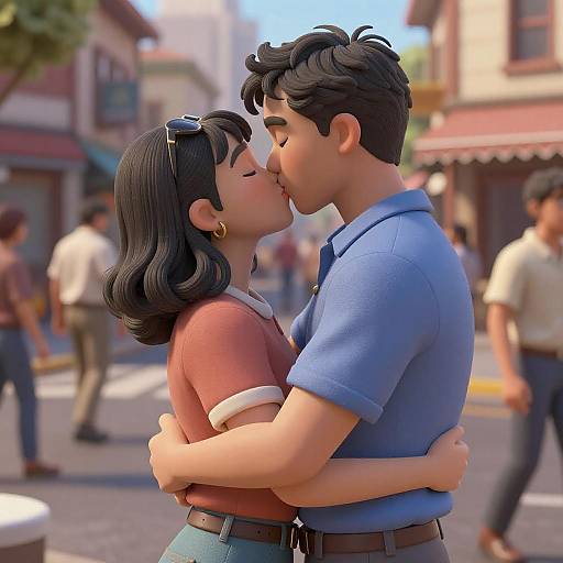 1980s Photorealism: Romantic Street Embrace