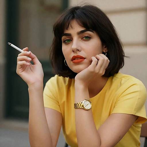 Elegant Woman with Bob Haircut Portrait