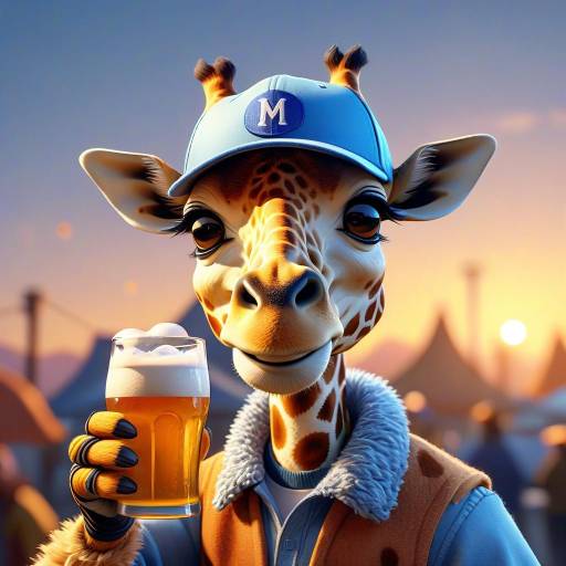 Playful Giraffe in Sunset Background