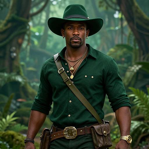 Ultra-Realistic Black Thief in Jungle