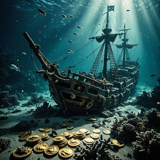 Ghostly Pirate Shipwreck Underwater Scene