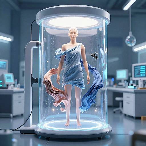 Futuristic AI Clothes Removal Scene