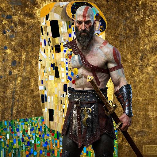 Kratos in Midgard by Gustav Klimt