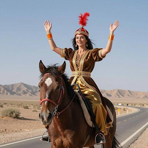 Vibrant Lady Rider in Desert Setting