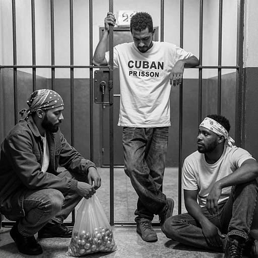 Black and White Prison Cell Scene