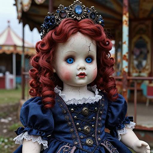 Haunted Gothic Porcelain Doll Close-Up