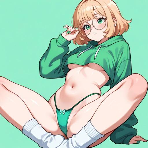 Lively Young Woman in Green Harmony Lively Young Woman in Green Harmony