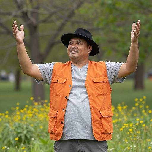 Cheerful Man in Nature with Vibrant Colors