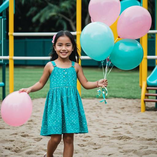 Young Girl with Balloons at Playground