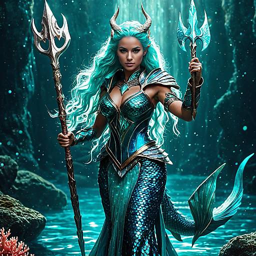 Merfolk Sorcerer with Glowing Tridents