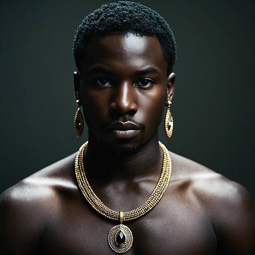 Realistic Portrait of Dark-Skinned African Male