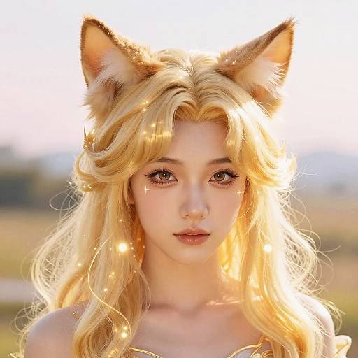 Golden Blonde Cat Ears Fantasy Character