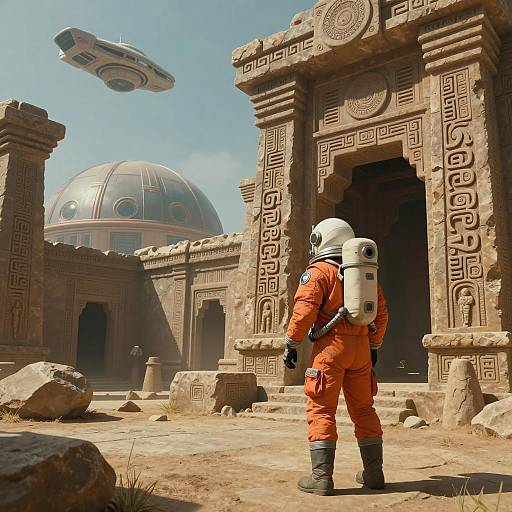 Space Archaeologist in Vintage Adventure