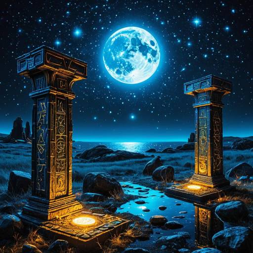 Ancient Rune Stones Under Glowing Moonlight
