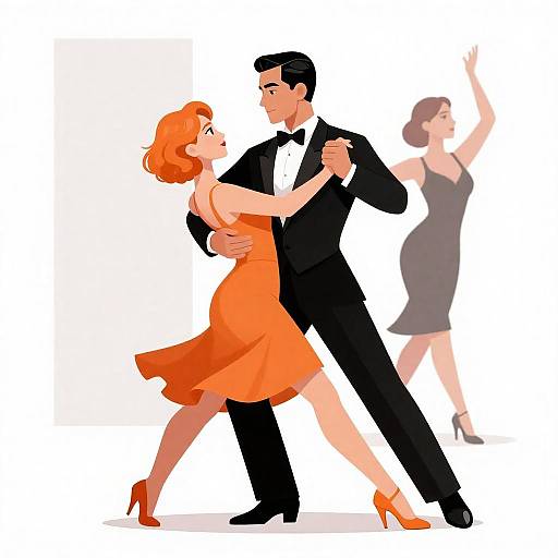 Vibrant Tuxedo Couple Dance Scene