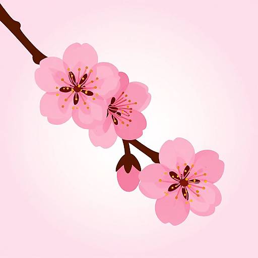 Pink Flower Twig Vector Design