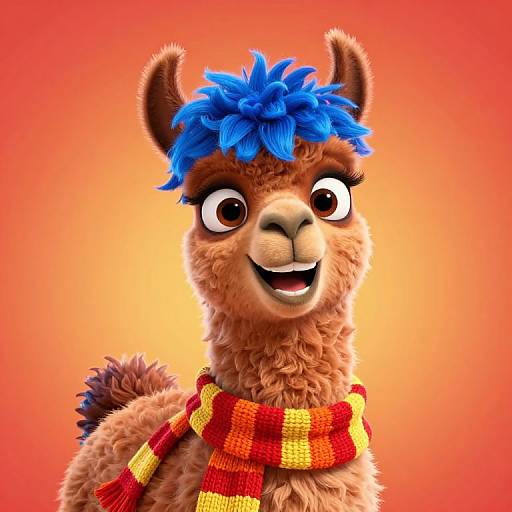Cheerful Pixar-Style Animated Llama