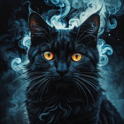 Ethereal Gothic Cat with Radiant Eyes Ethereal Gothic Cat with Radiant Eyes