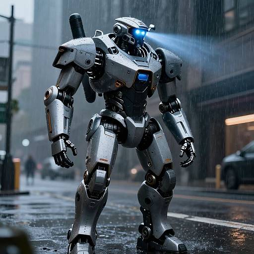 Futuristic Robotic Guardian Patrol