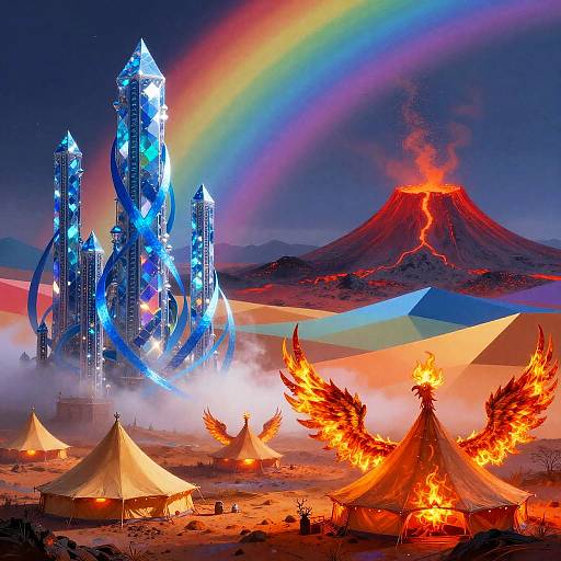 Surreal Dreamscape with Vibrant Elements