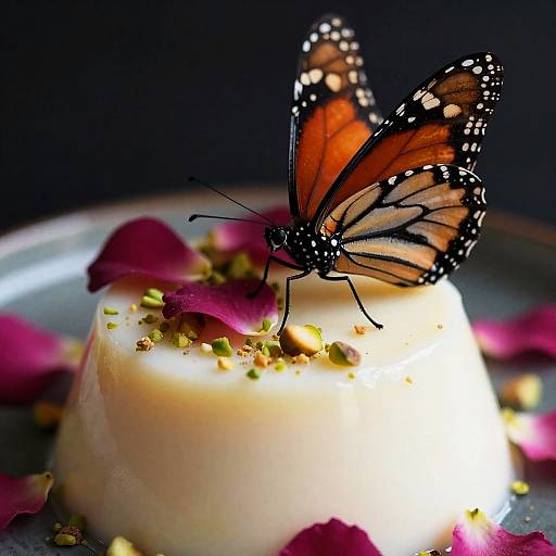 Photorealistic Panna Cotta with Butterfly