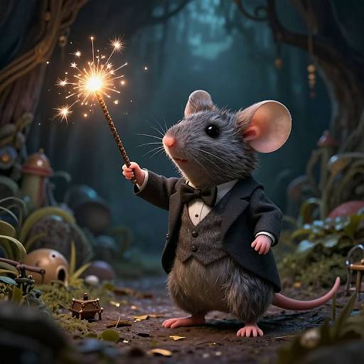 Dapper Mouse Wizard in Mystical Realm