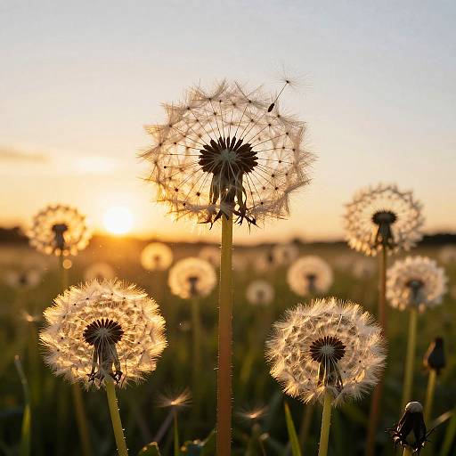 Giant Dandelions in Golden Sunset