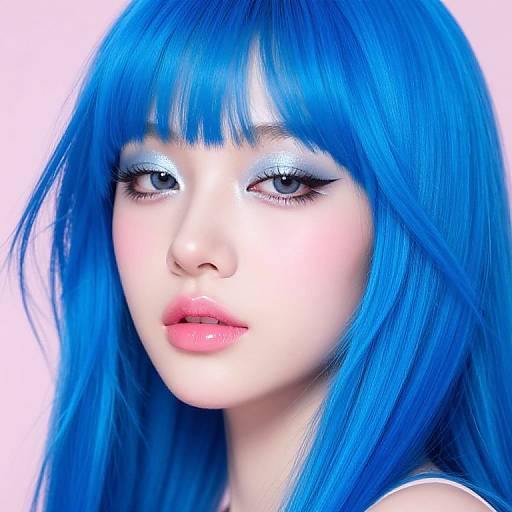 Vibrant Blue Hair Fantasy Makeup