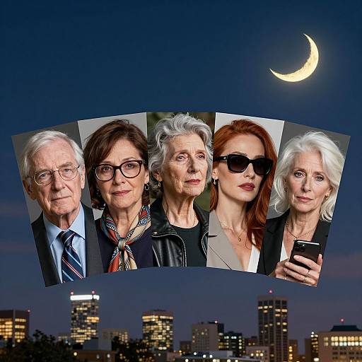 Night Sky Digital Collage of People