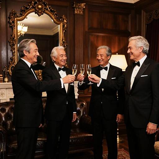 Elegant Toast Among Older Gentlemen