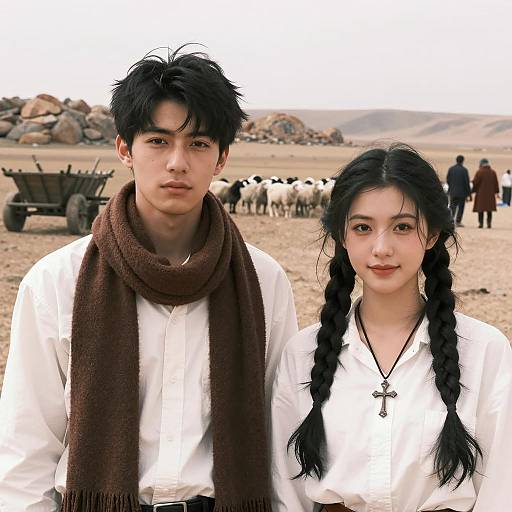 Young Couple in Rural Setting