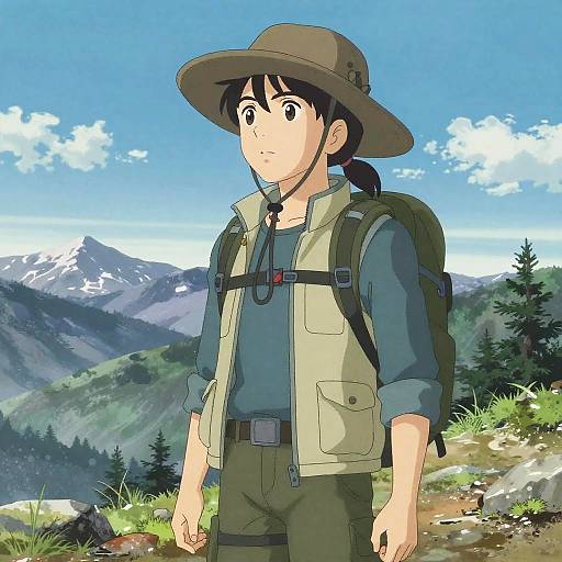 Rugged Explorer in Dramatic Anime Style