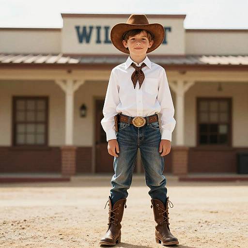 Boy Cowboy Posing in Wild West
