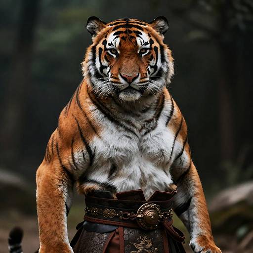 Realistic Anthropomorphic Tiger Warrior Portrait