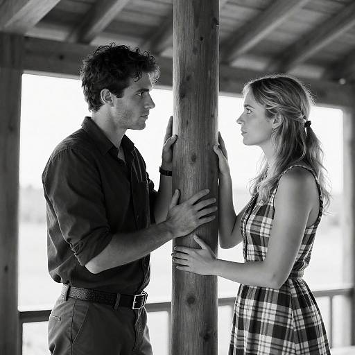 Intense Connection in Classic Black-and-White