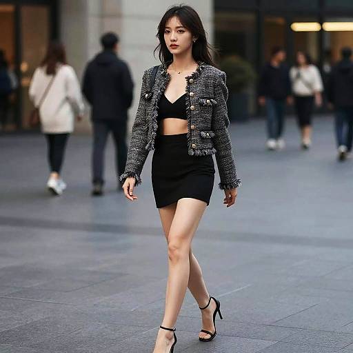 Chic Voluptuous Woman City Stroll