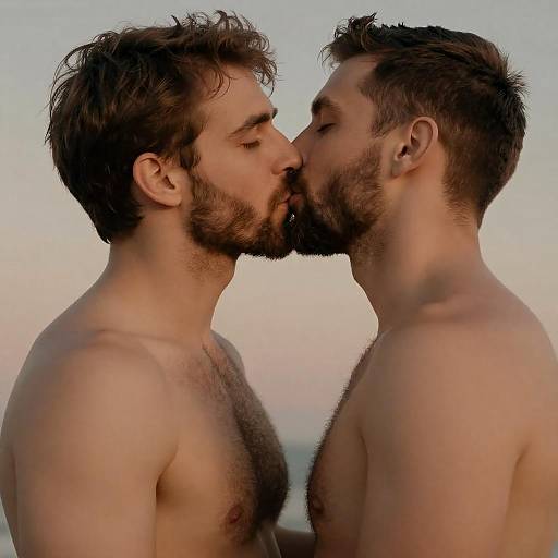 Tender Moment: Two Men Kissing Passionately