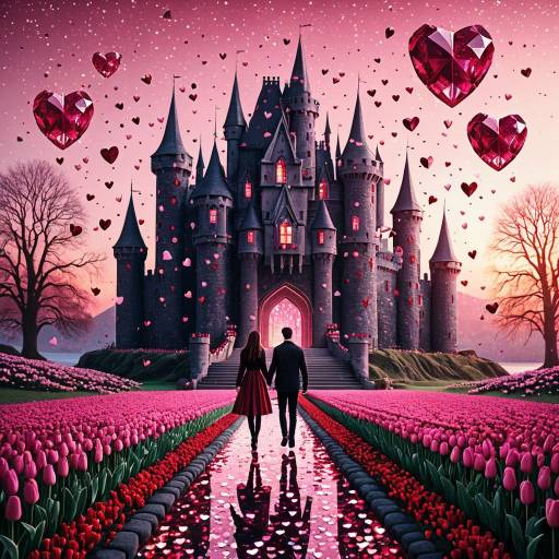 Magical Valentine's Castle Fantasy Scene