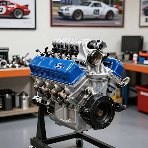 Vibrant Ford 302 V8 Engine Display