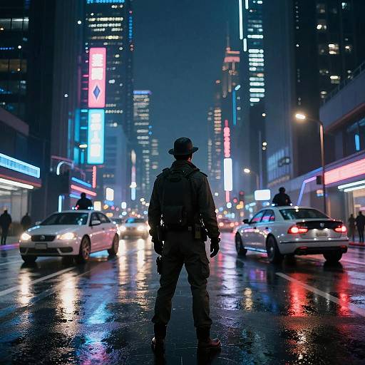 Tintin in Cyberpunk Neon City