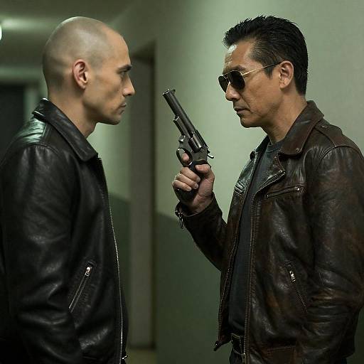 Tense Encounter in Corridor with Revolver