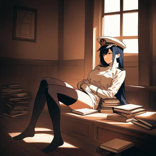 Admiral Kancolle in Vintage Study Setting